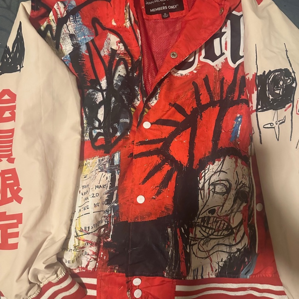 Members Only Red and Cream Graphic Men's Jersey